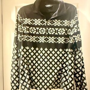 Lands' End Black and White Half Zip Pullover